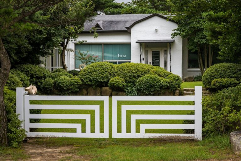 a white fence in front of a house
